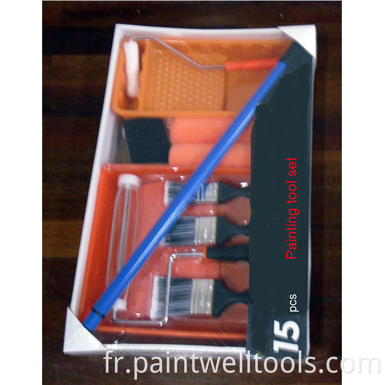 Ensemble de plateau/rouleau de peinture professionnel de haute qualité 15pc